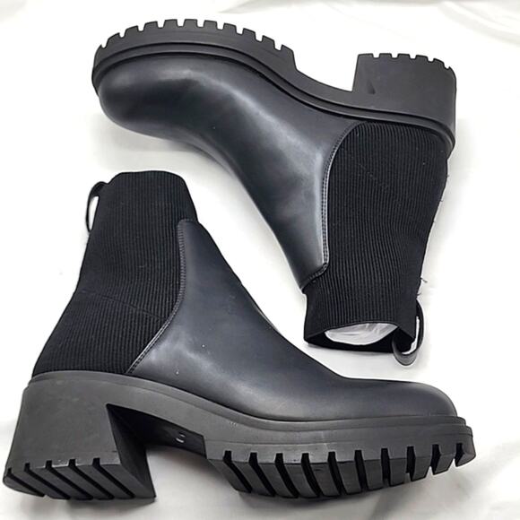 🚨NEW🚨STEVE MADDEN🚨 HOLLEY BLACK ANKLE CHUNKY CHELSEA BOOT LADIES 12 NWOB - Picture 11 of 16